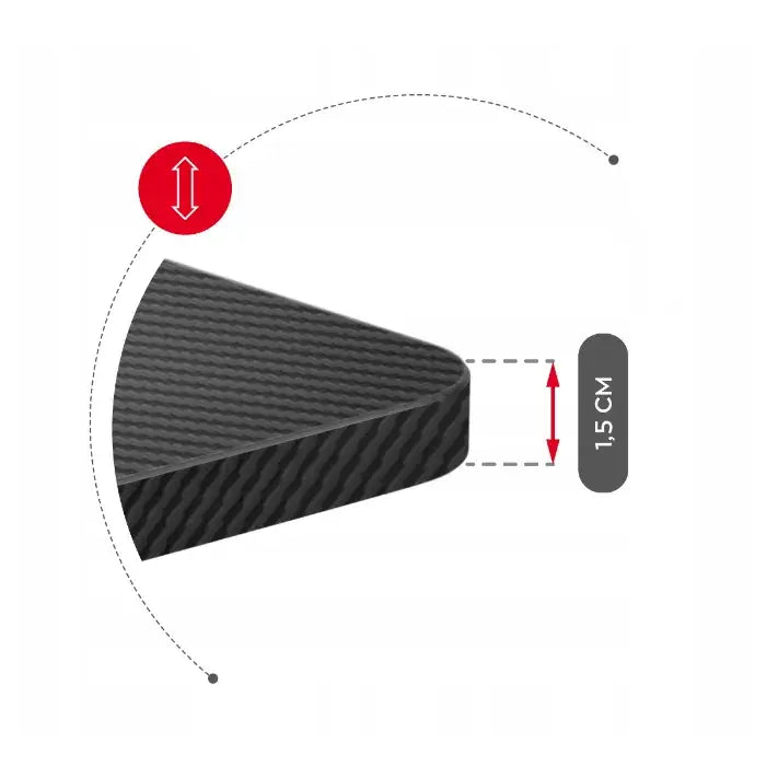 Gamingbord Huzaro Hero 4.7, sidevisning som viser den 1,5 cm tykke, matte bordplaten med bølgemønstret tekstur.