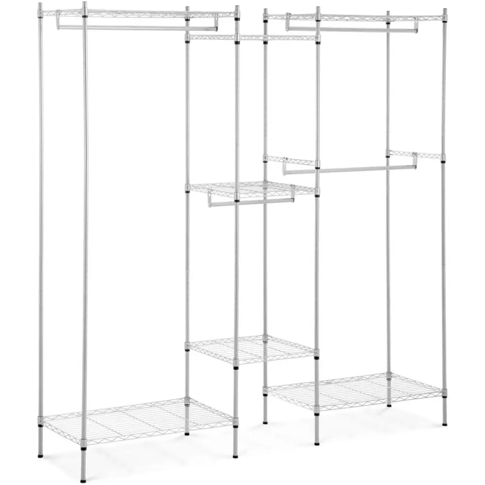 Garderobe Stålrack med 7 Hyller og 4 Stenger 189x45x196 Cm