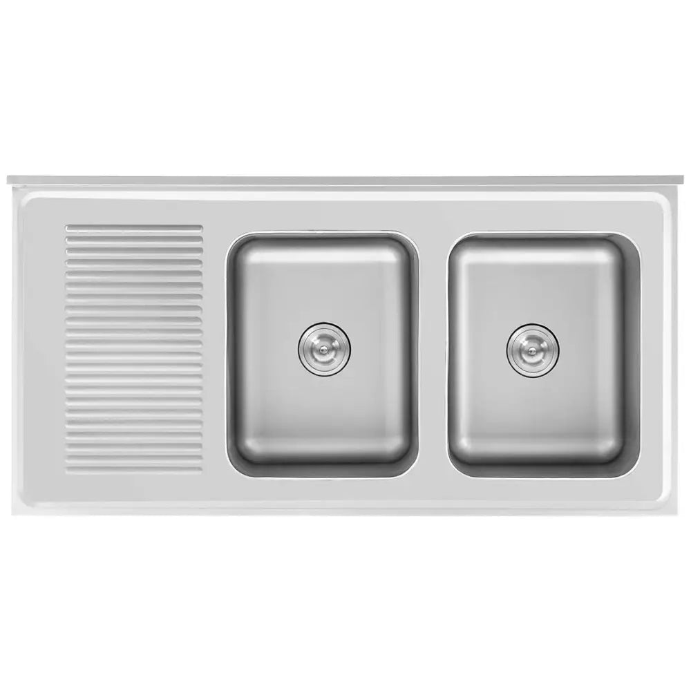 Gastro Kjøkkenvask med To Vasker og Skap - 140 x 70 x 95 Cm.