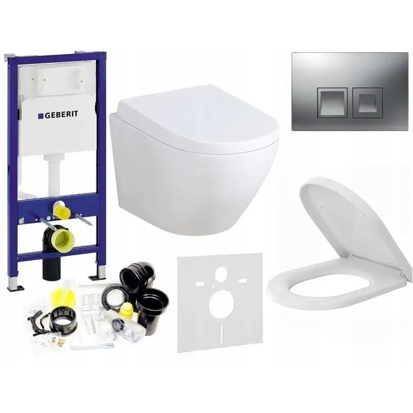 Geberit Stelramme + toalett + knapp - Innebygd Sett 7-i-1