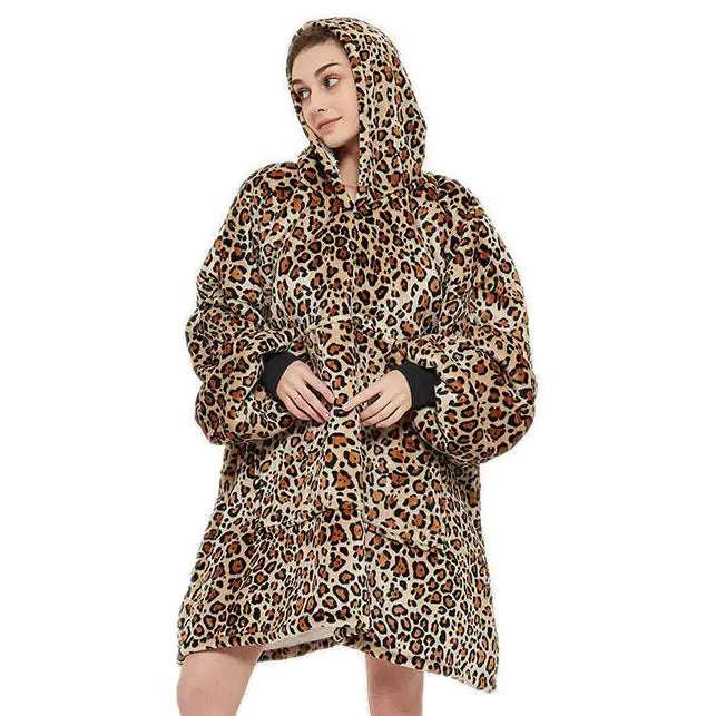 Genser med Koc Kocobluza Varm Oversize 2-i-1 Panter Mønster