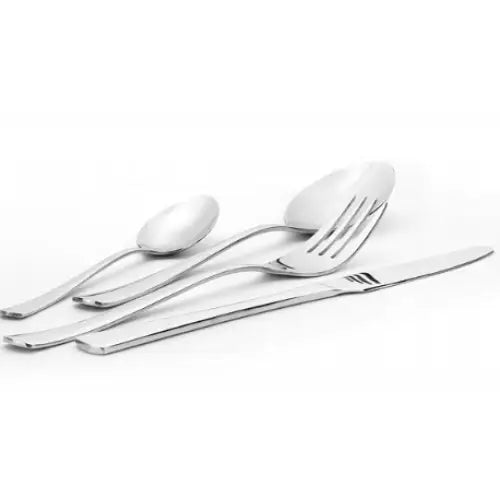 Fire deler Gerlach Tunea bestikk i rustfritt stål, stablet sideveis, fremhever moderne minimalistisk design.