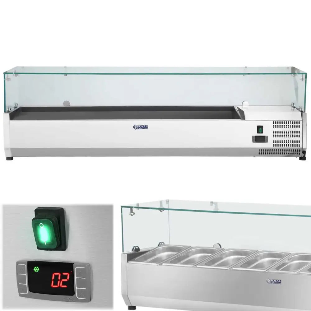 Glassdeksel med Kjølestativ for 7x Gn1/3 160cm