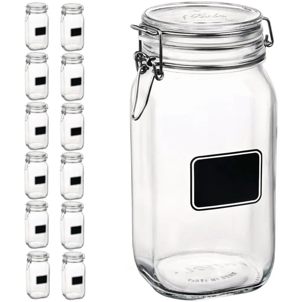 Glasskrukke med Klaff Fido Vaso Lavagna Erm 1,5 l Pakke med 12 Stk. - Hendi 777862