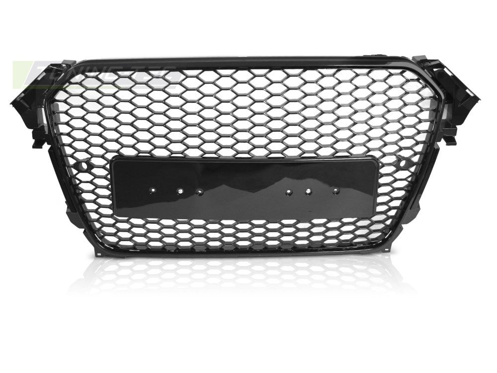 Audi A4 B8 facelift sport grill blank svart finish nærbilde av grillmønster