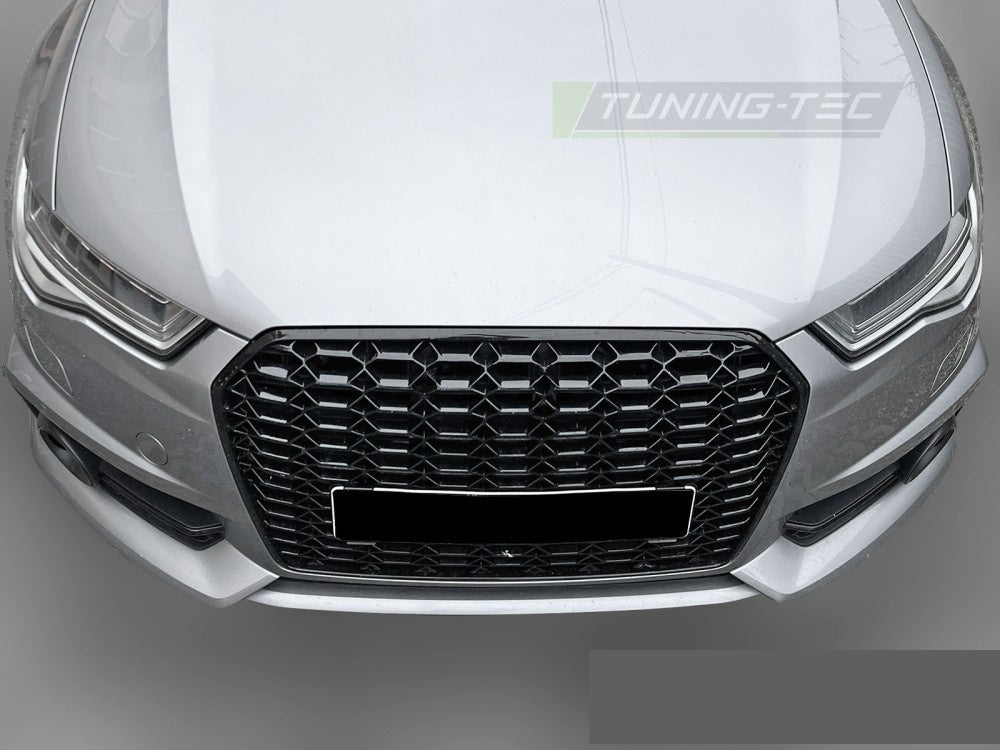 Svart glossy sport-grill for Audi A6 C7 facelift vist fra vinkel