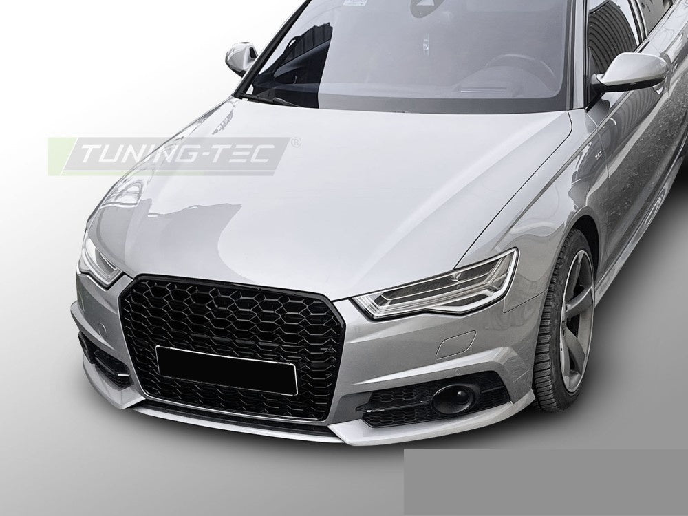 Audi A6 C7 sport-grill svart finish detaljbilde skrått forfra