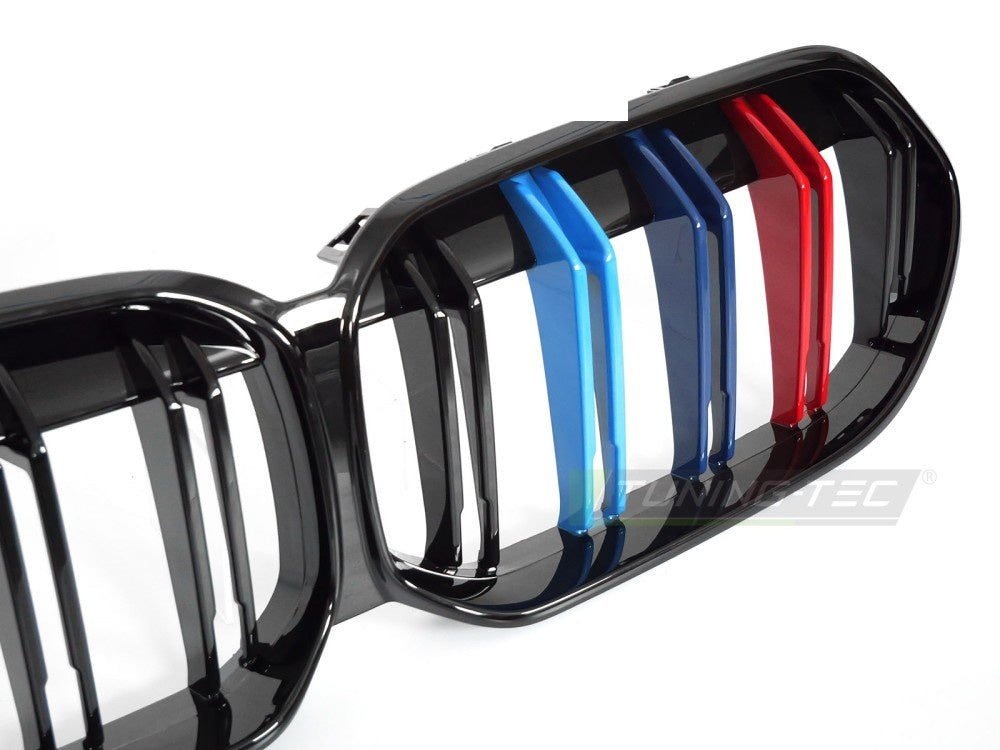 Tri-colour dobbel list grill i blank svart finish til BMW 2-serie F44