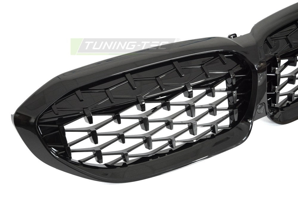 BMW 3-serie G20 med svart diamantgrill sett forfra