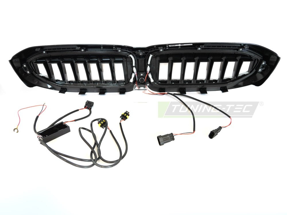 Komplett sett svart nyregrille med LED for BMW 3-Serie G20 G21 pre-LCI