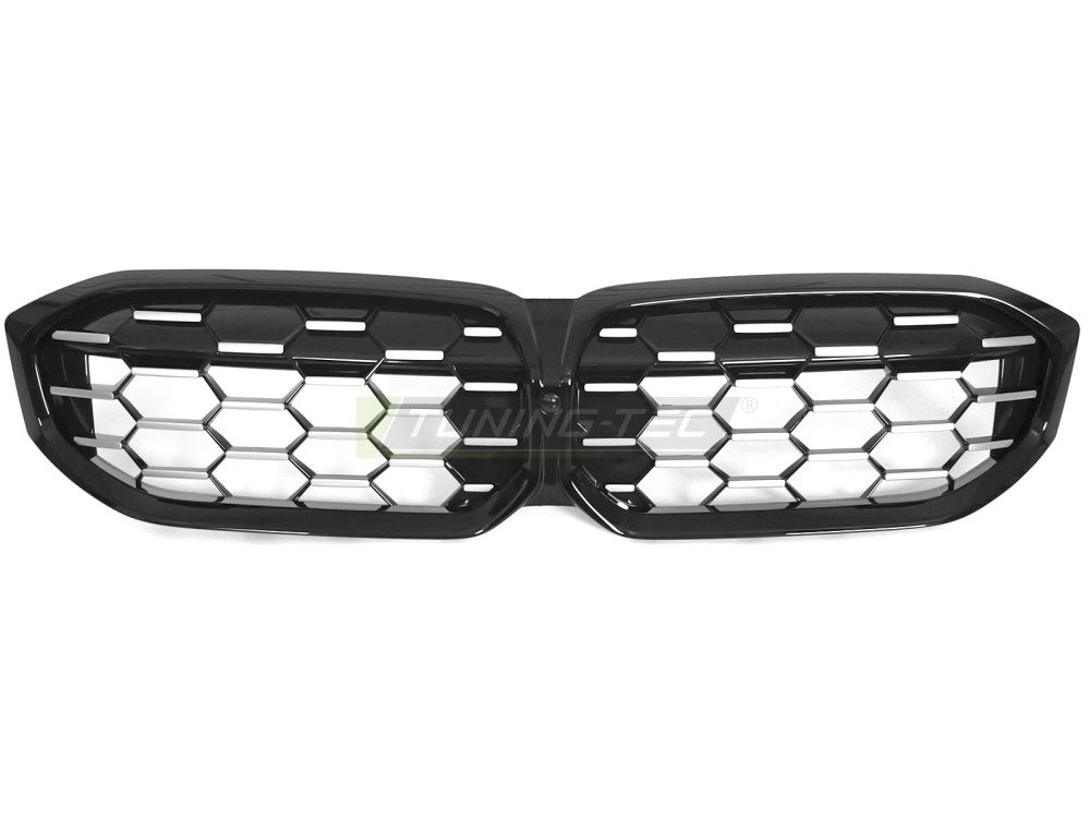 Nærbilde av diamantmønster på frontgrill til BMW 3-serie G20 LCI 2022-