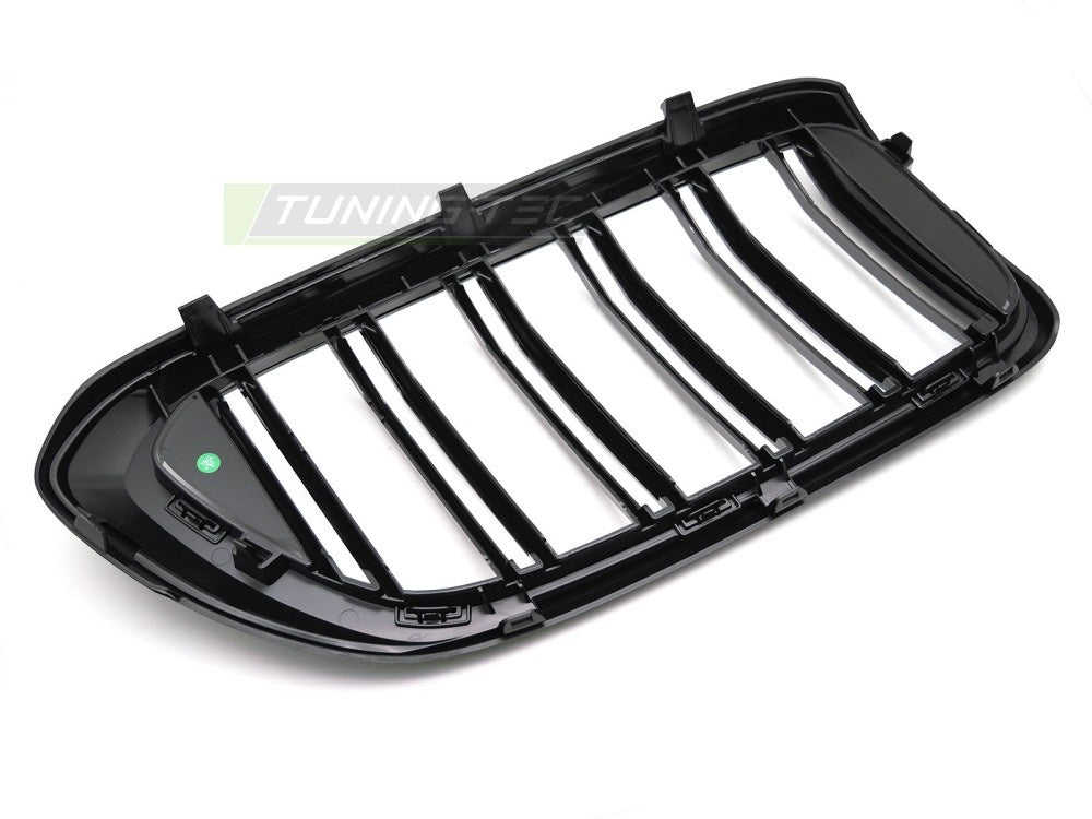 BMW G32 sport grill double bar helsvart finish detaljbilde av spiler