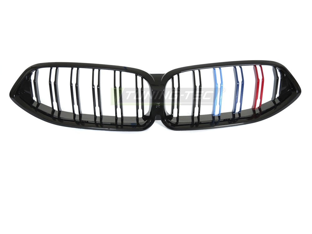 Grill BMW 8-Serie G14 G15 glossy svart tri-color nærbilde av detaljer