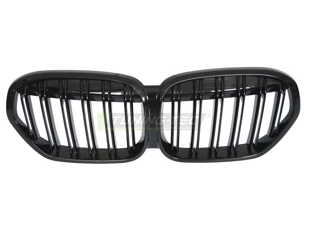 BMW X1 F48 LCI sport grill blank svart finish dobbel slat montert