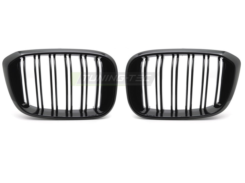 Nærbilde av glossy svart double bar-grill til BMW X3 G01 2018–2024
