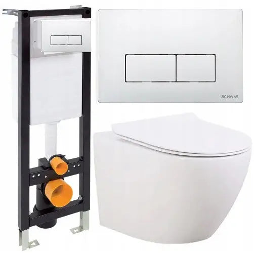 Grunnramme Smal 35 Cm + Wc + Slank Sete + Trykknapp Sammenleggbar Innbyggingssett Arbo 7-i-1