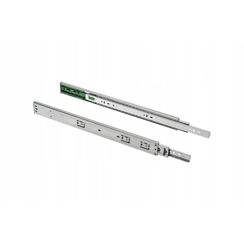 Gtv Versalite Gx skuffeskinner, sett fra siden med monteringshull og grønn plastdetalj på enden.