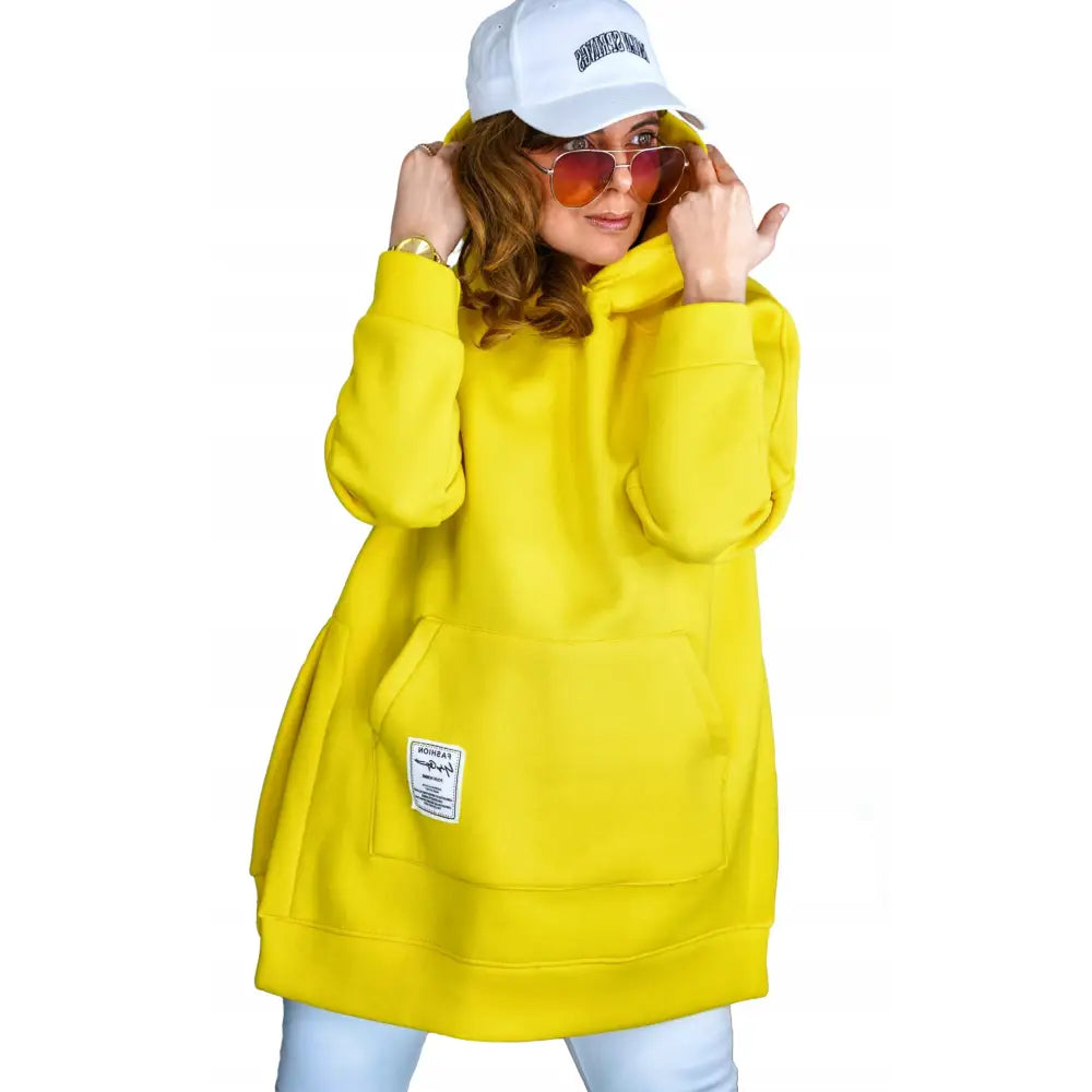 Gul Løs Hettegenser med Kengurulomme Herbst