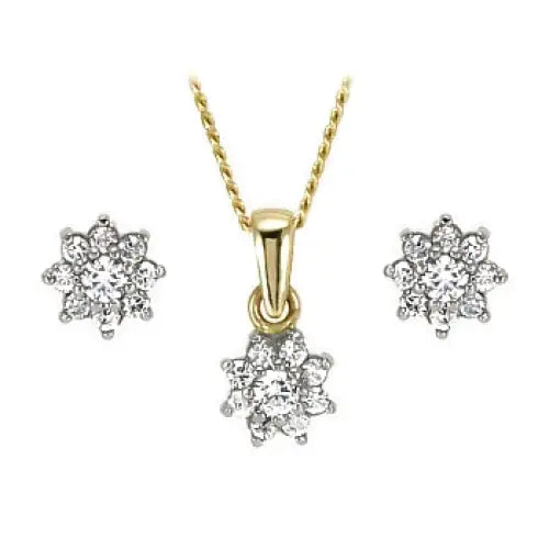 Øredobber Gull - 12 Mm Anheng med 45 Cm Kjede i 14k