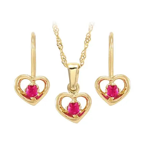 Lhl Smykker Gull Hjertesett 585 - 14k med Krystall