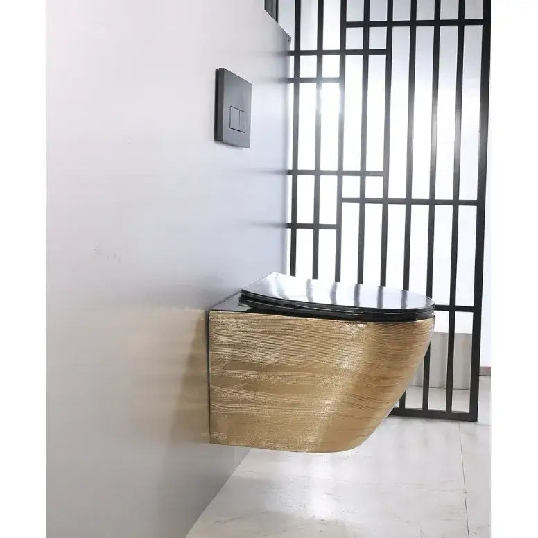 Gull Hengende Toalettskål med Svart Matt Toalettsete G05b