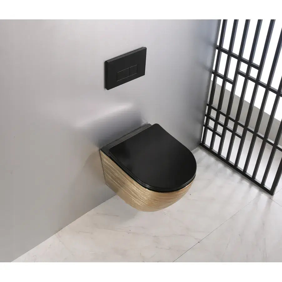 Gull Hengende Toalettskål med Svart Matt Toalettsete G05b