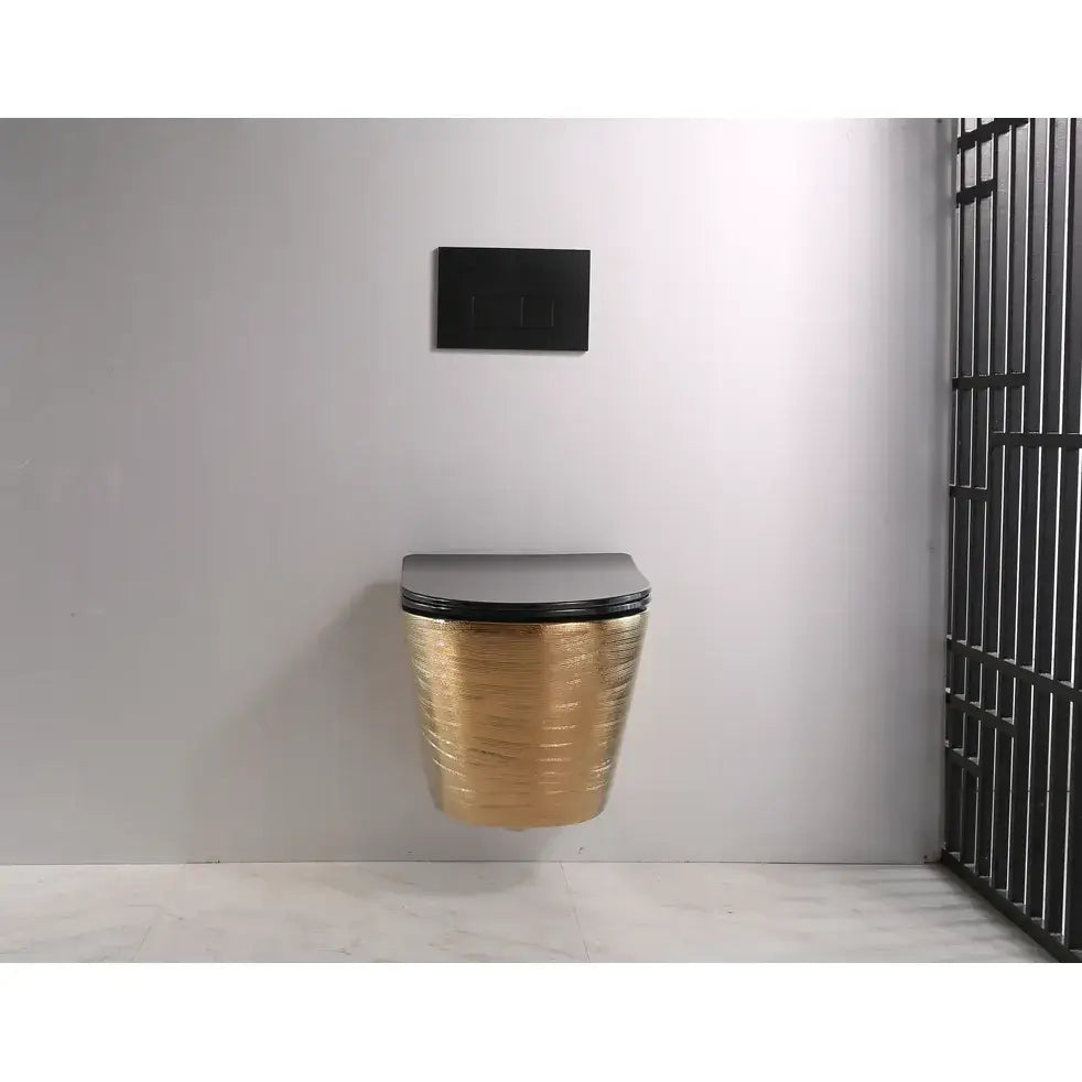 Gull Hengende Toalettskål med Svart Matt Toalettsete G05b