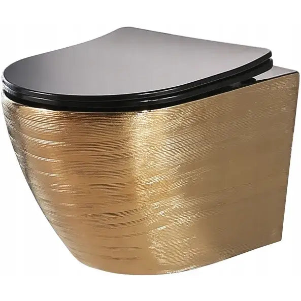 Gull Hengende Toalettskål med Svart Matt Toalettsete G05b