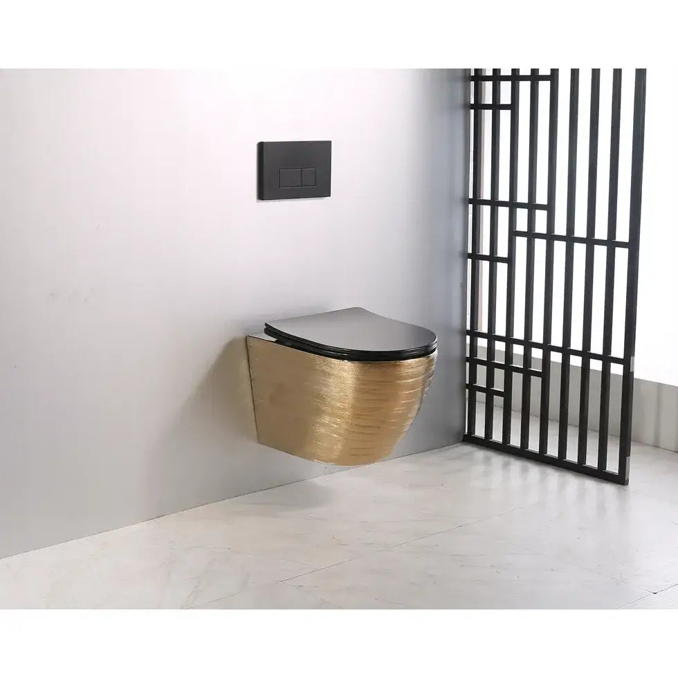 Gull Hengende Toalettskål med Svart Matt Toalettsete G05b