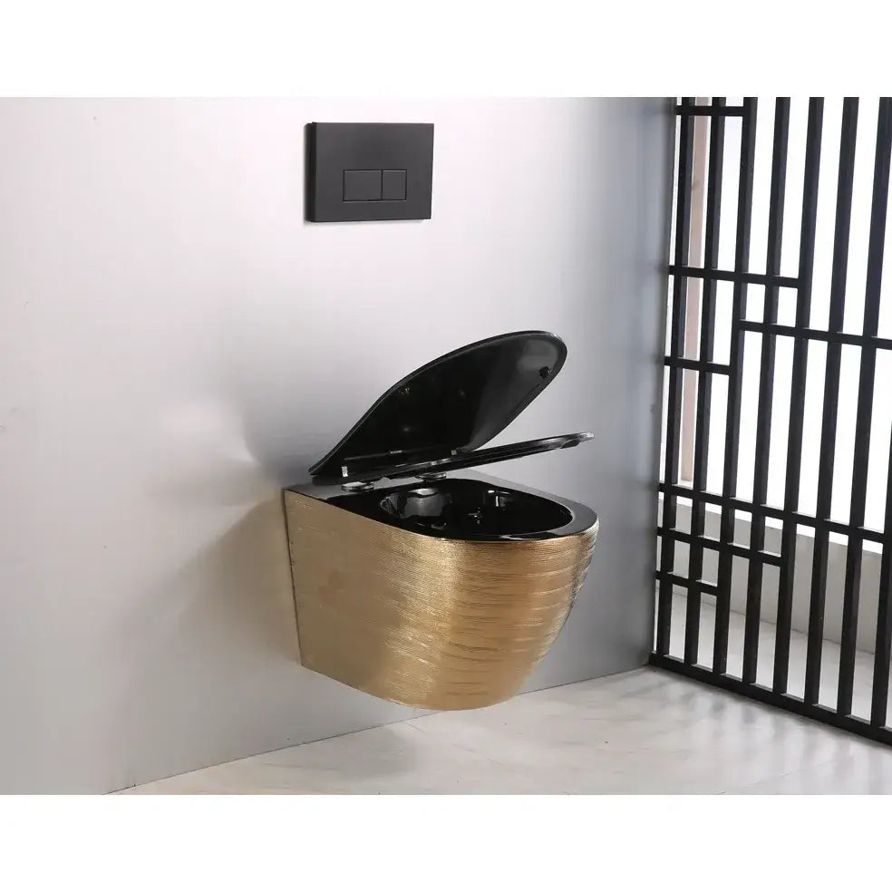 Gull Hengende Toalettskål med Svart Matt Toalettsete G05b