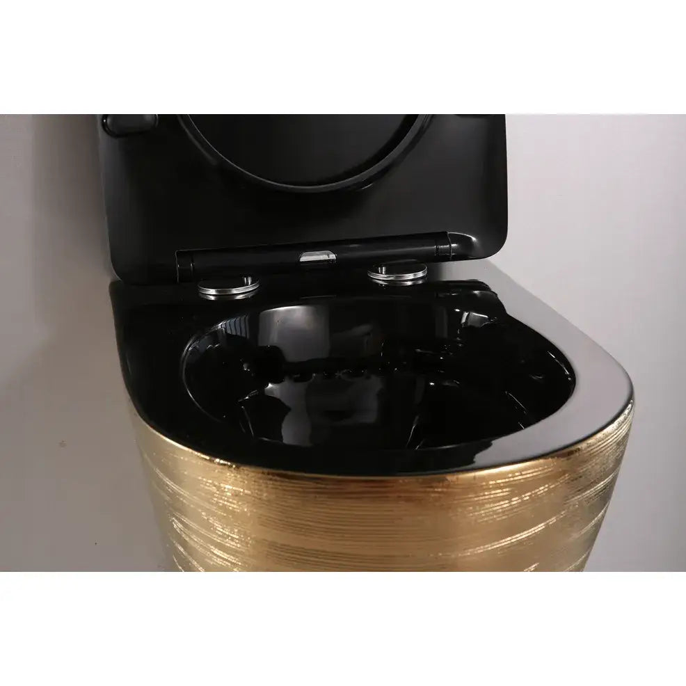 Gull Hengende Toalettskål med Svart Matt Toalettsete G05b