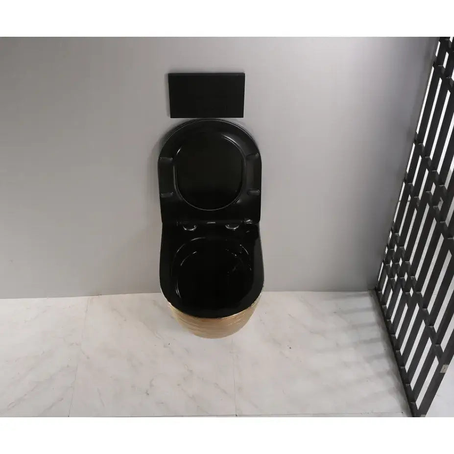 Gull Hengende Toalettskål med Svart Matt Toalettsete G05b