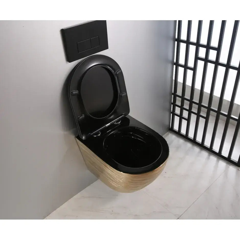 Gull Hengende Toalettskål med Svart Matt Toalettsete G05b