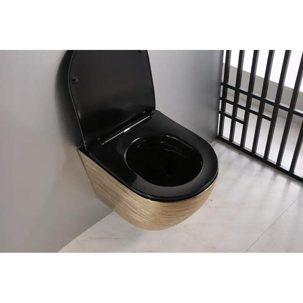 Gull Hengende Toalettskål med Svart Matt Toalettsete G05b