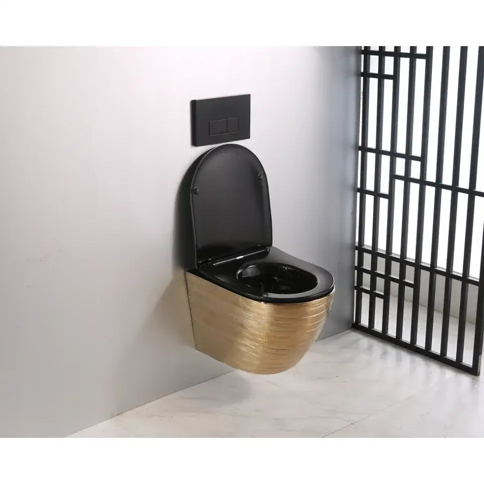 Gull Hengende Toalettskål med Svart Matt Toalettsete G05b