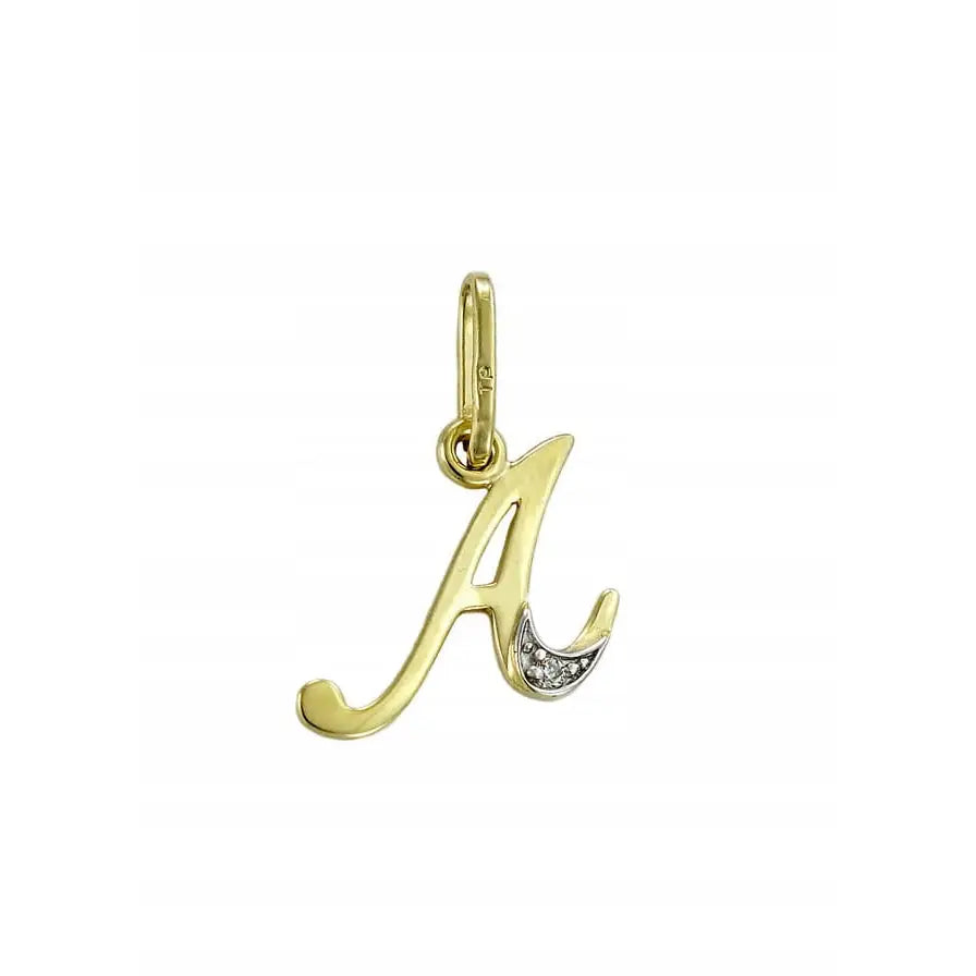 A Smykke Bokstav - Gult og Hvitt Gull 585 Zirkonia