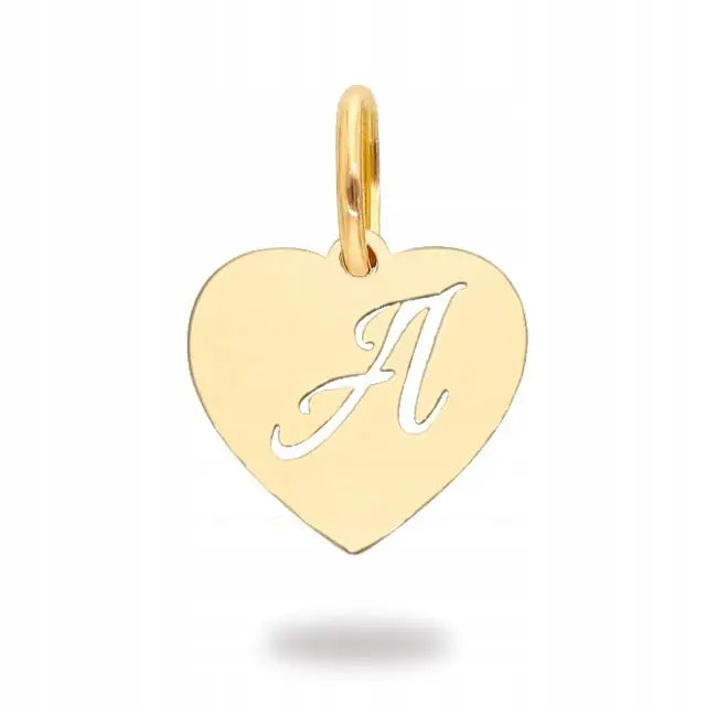 Charm Bokstav i Hjerte - 14k Gull 15mm Kjede