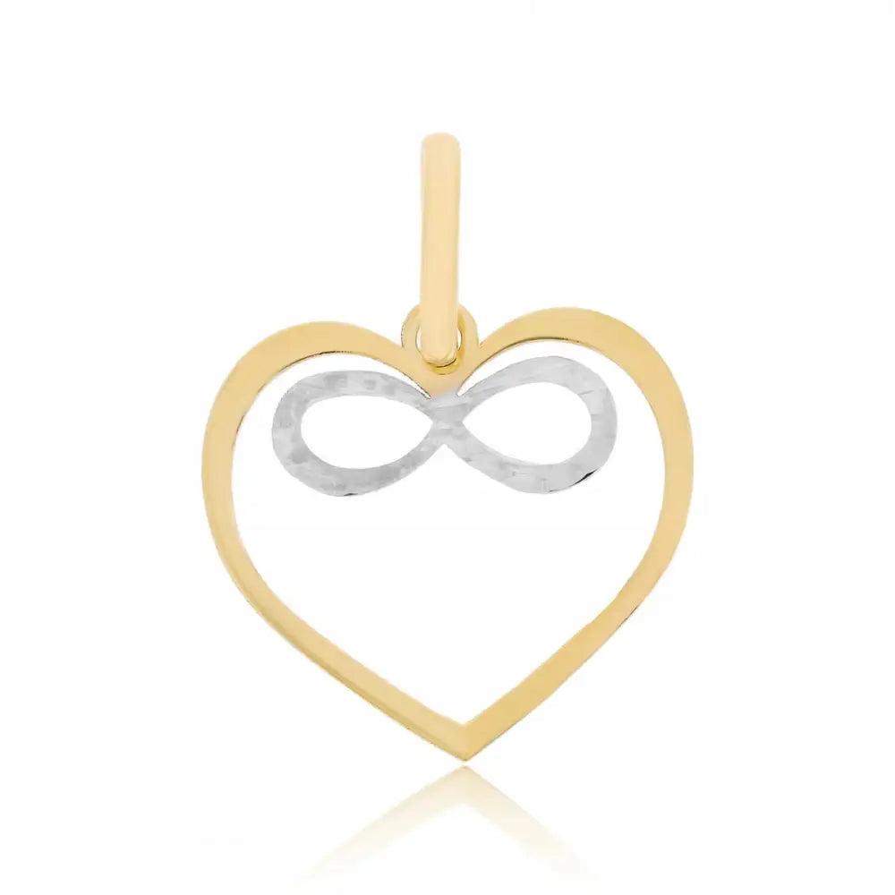 Hjerte Smykke Gull 585 - Gul og Hvit 15,8 Mm Bred