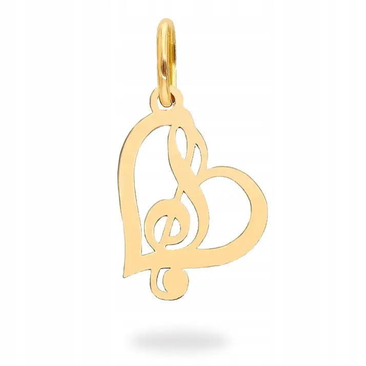 Charm Fiolinnøkkel Hjerte - 14k Gull Kjede 20 Mm