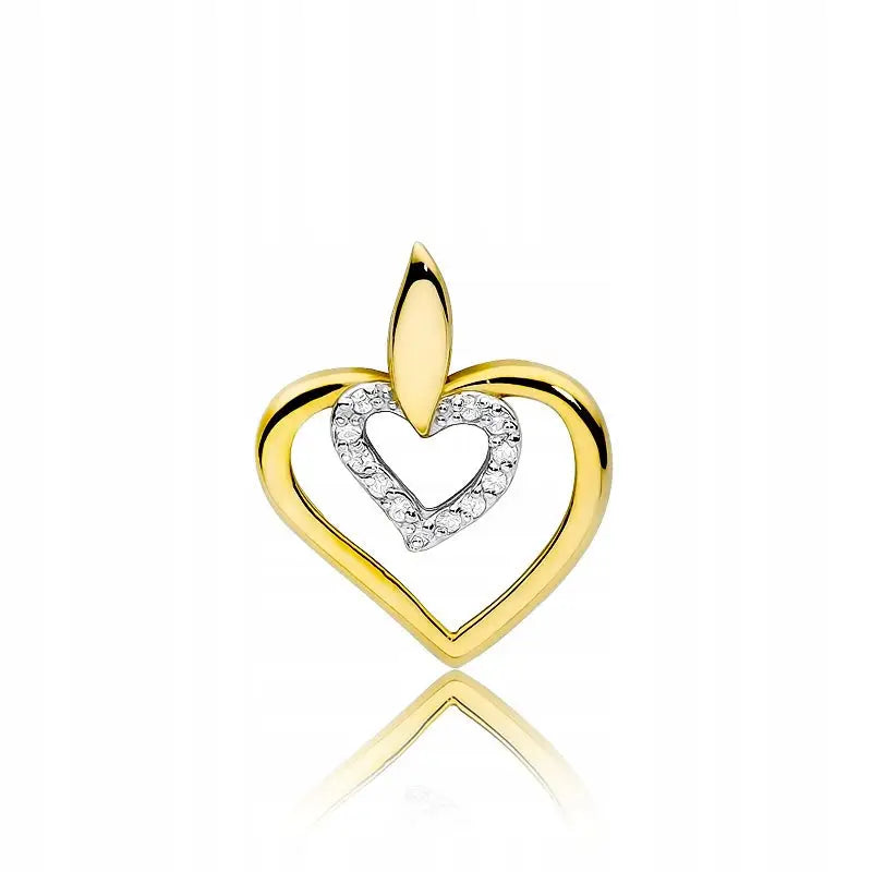 Charm Hjerte Anheng - 14k Gull 0,06 Ct Diamanter