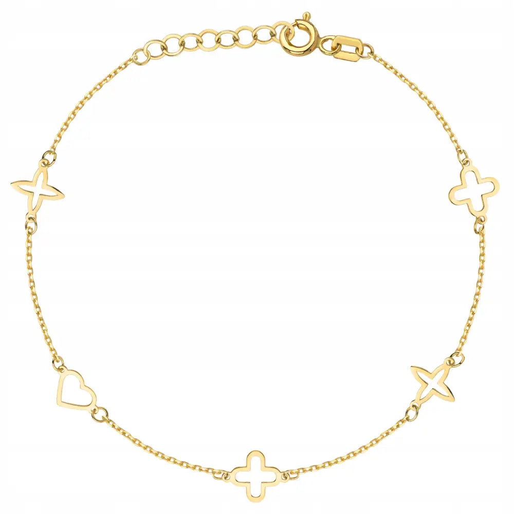 Armbånd Dame i Gull med Charms Justerbart 585/14k