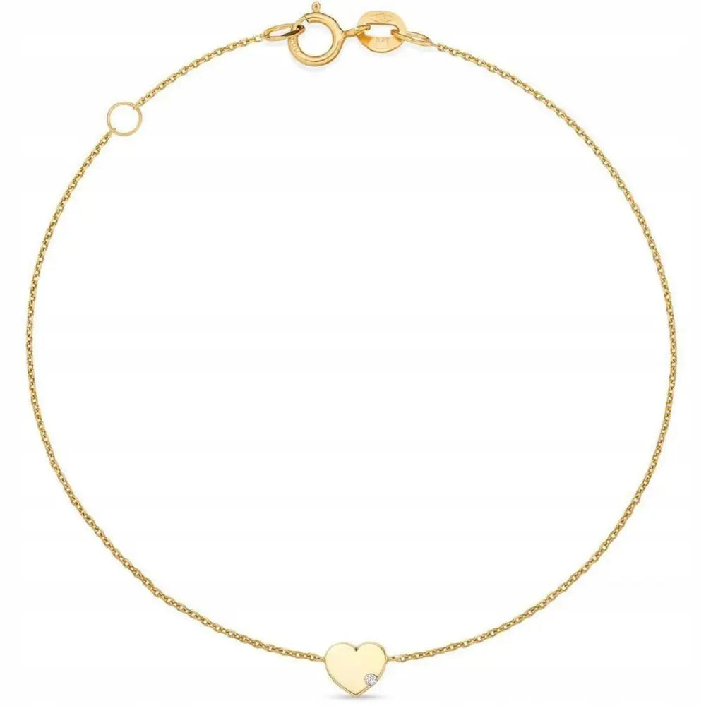 Armbånd Dame Gull 585 Hjerte Zirkonia Justerbart 17-19 Cm