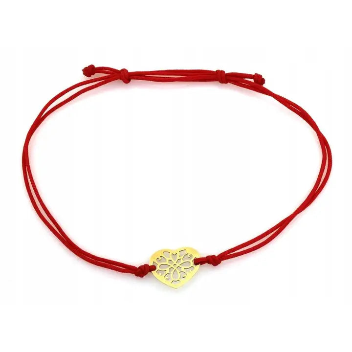 Armbånd Dame i Gult Gull 585 med Ajourhjerte og Charms