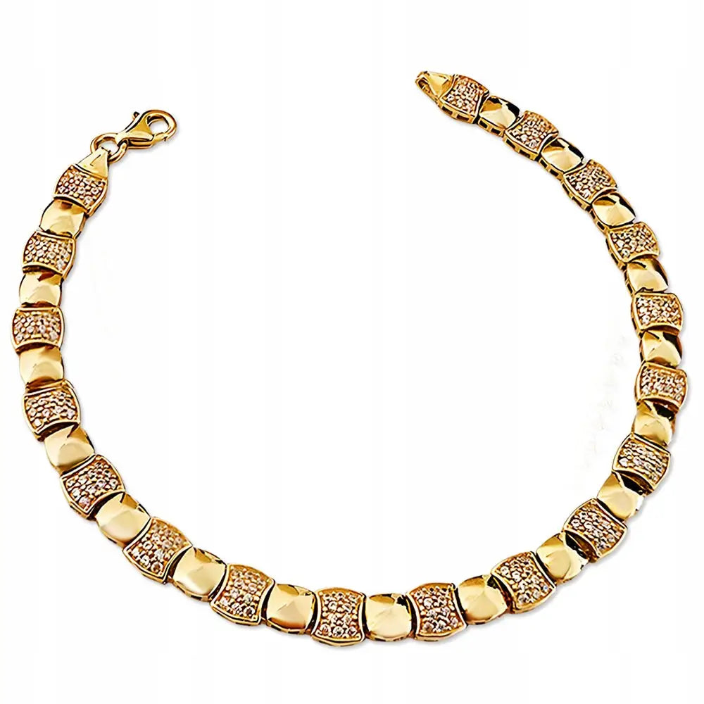 Armbånd Dame i Gull 585 med Zirkonia og Charms 19 Cm