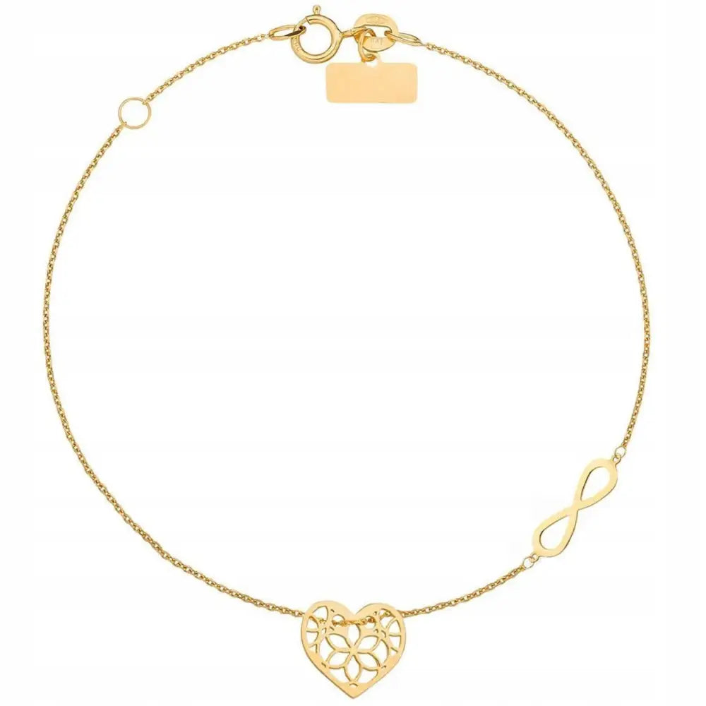 Armbånd Dame Gull 585 med Hjerte og Uendelighetstegn