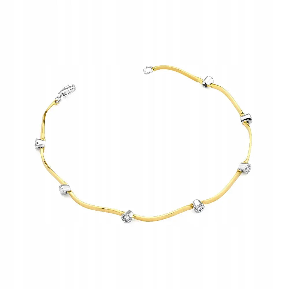 Armbånd Dame i Gull med 0,21 Ct Diamant og Charms 18 Cm