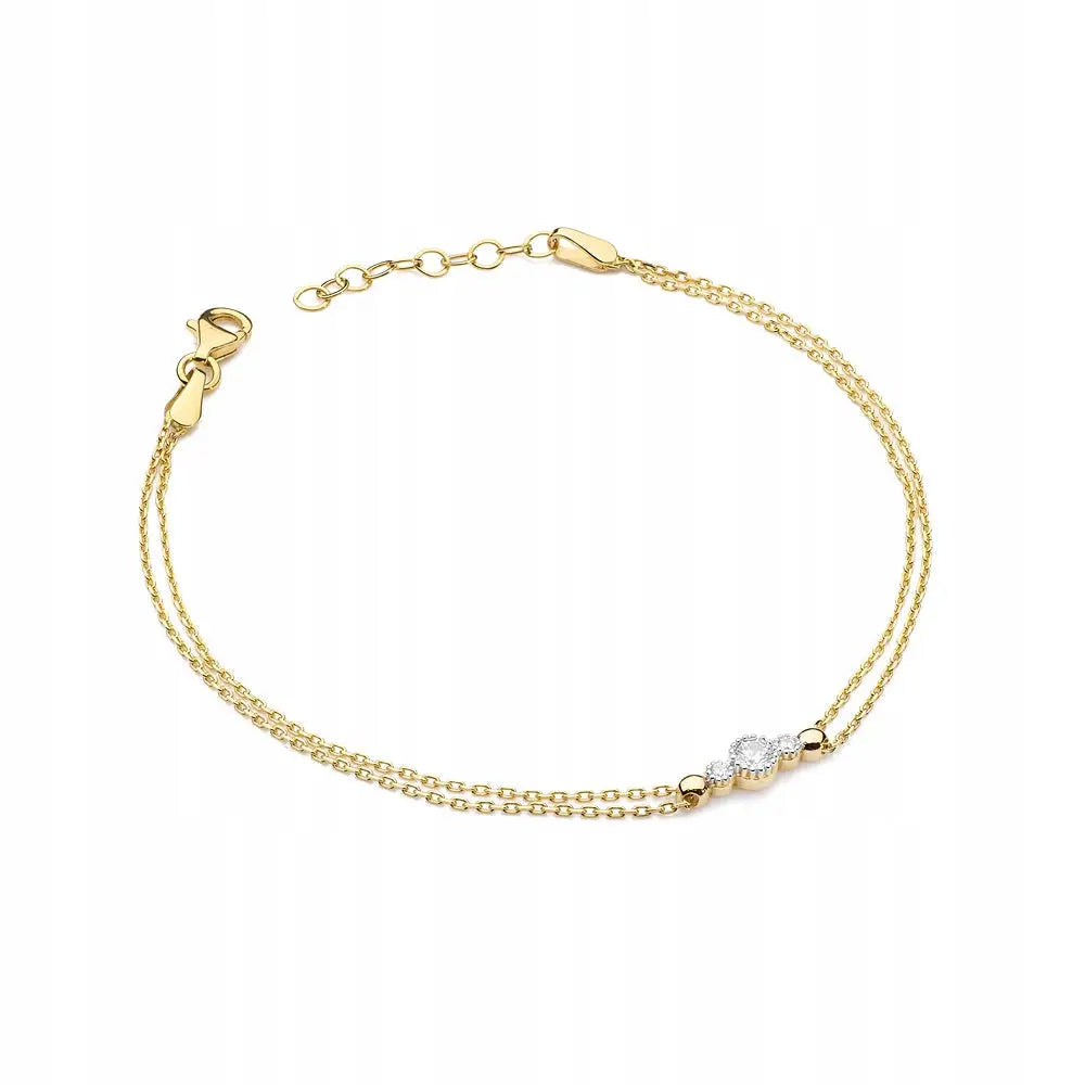 Armbånd Dame i Gult Gull 585 med Charms Justerbart 18-21cm