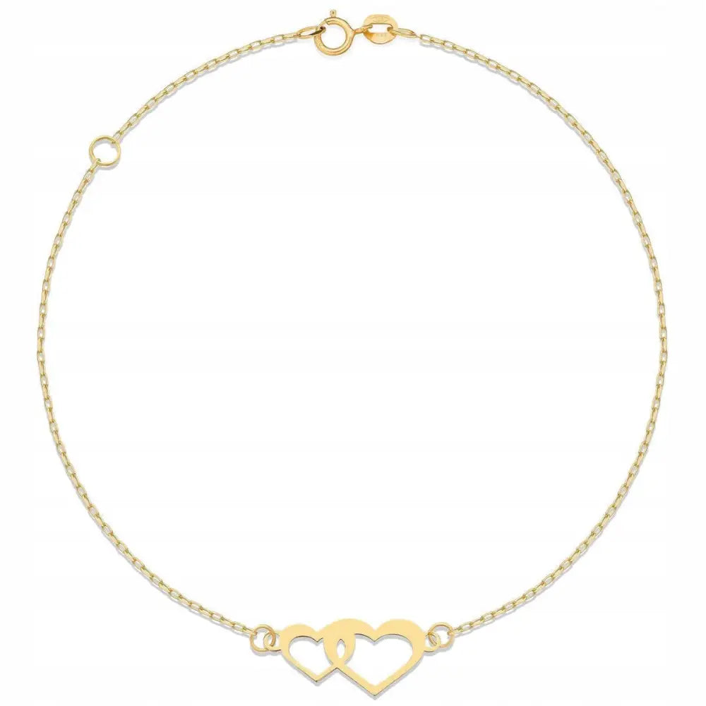 Armbånd Dame Gull 585 - Charms med Doble Hjerter