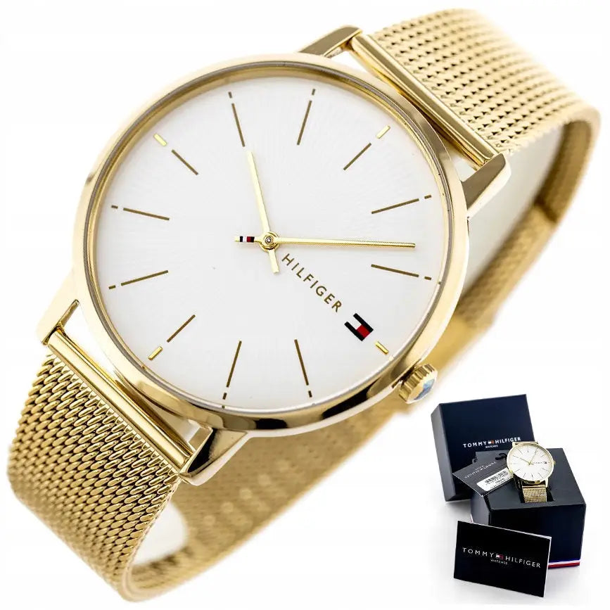 Gullfarget Dameklokke fra Tommy Hilfiger 1782245 + Gaveeske Komplett