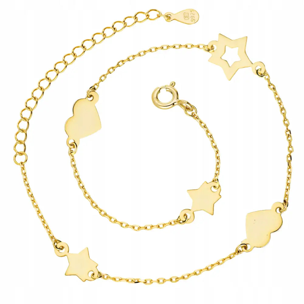 Ubetinget Armbånd: Fotlenke Sølv 925 med Hjerter Justerbar